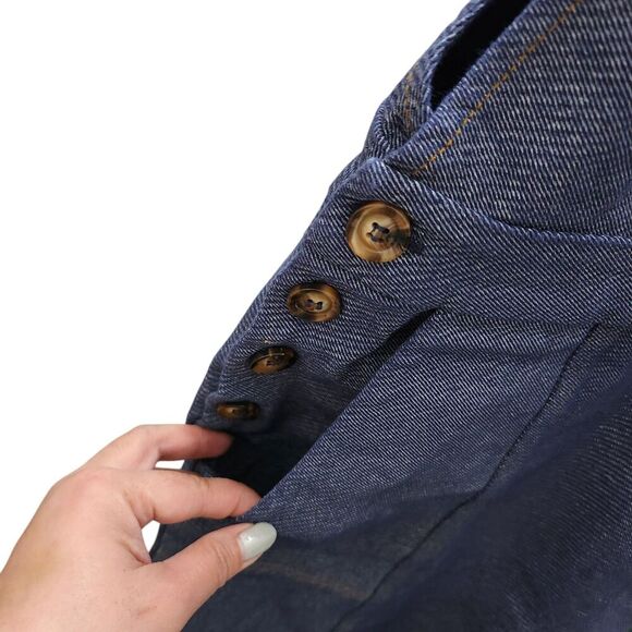 FRNCH Paris Daniella Overalls‎ Medium Blue Marine Wide Leg Soft Cotton Denim NWT - Picture 6 of 14